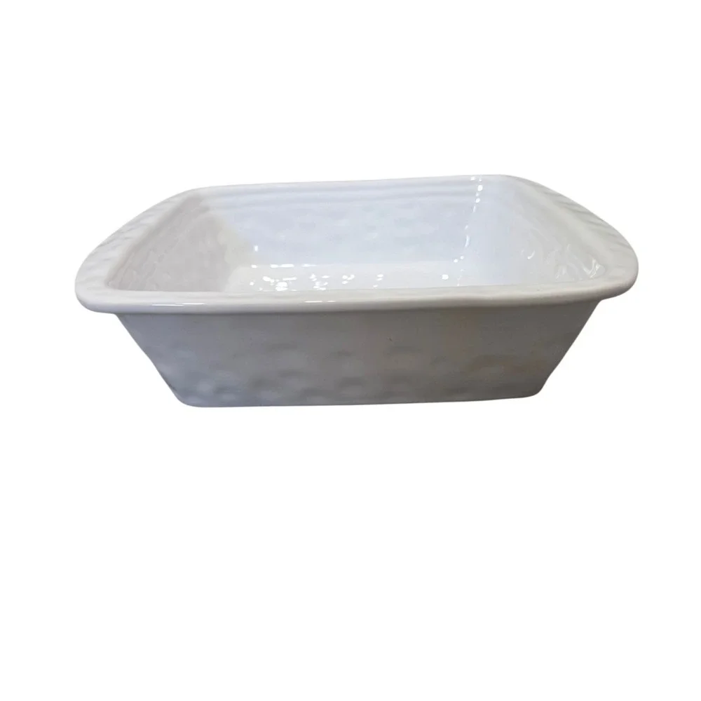 Savino Designs White Ceramic Square Baker Casserole Dish Oven Safe Serveware